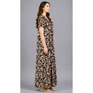 Women's Long Full-Length Maxi Nightgown 100% Pure Rayon Fabric Soft Breathable Smoking Pattern Sleepwear with Pocket Woven Type - Product Image 5