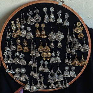 ต่างหูห้อยตุ้งติ้ง Jhumka สไตล์วินเทจสไตล์โบฮีเมียนอินเดียโบราณประดับอัญมณีอัฟกานิสถาน - Product Image 6