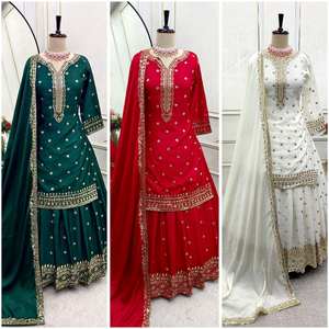 Top-Kurti y Dupatta de seda de diseñador para fiestas con características reversibles y elásticas - Product Image 1