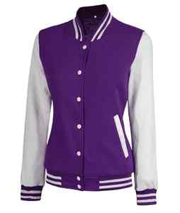 Logo Brodé Personnalisé Conception Violet Couleur Laine Corps & Cuir Manches Sportswear Baseball Letterman Varsity Vestes - Product Image 4