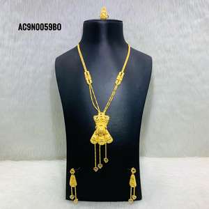 Classique plaqué or en laiton Floral Design collier ensemble pour femmes tous types bijoux de mode pour cadeau de mariage en ligne bijoux de mariée - Product Image 1