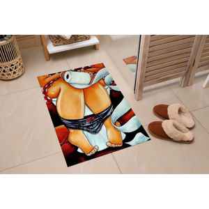 Tapis de salle de bain imprimé « Fille sur le WC », tapis en chenille pour décoration de salle de bain moderne - Product Image 4