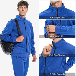Ensemble de survêtement pour homme en polyester avec fermeture éclair respirant léger pour la salle de sport, le jogging, l'entraînement, veste décontractée - Product Image 3