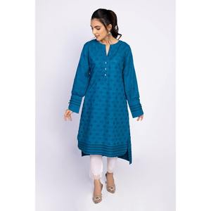 Camisa de Mujer Azul con Jacquard Teñido, Bordada, de Poliéster y Chifón, Larga, con Rayas y Patrón Sólido, Tallas XL a 4XL, para Primavera y Otoño - Product Image 5