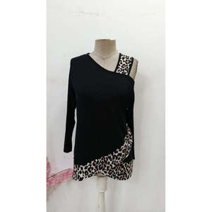 Blusa de viscosa de manga larga con detalle de leopardo para mujer, 30593 - Product Image 6