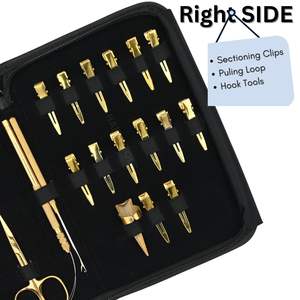 Stainless <b>Hair</b> <b>Extension</b> Tools Kit Parting Finger Ring & <b>Clips</b> Three Hole Bead Crimper, Remover Plier Wire Loop Hook & Scissors - Product Image 4