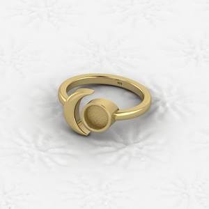 Bague vierge de 6 mm en argent sterling 925 véritable de haute qualité, avec monture en forme de croissant de lune, pour la création de bijoux DIY (cendres, résine, lait maternel) - Product Image 5