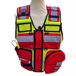 Gilet d'ambulance réfléchissant haute visibilité RABUSH SPORTS RBS-SV-4025 USA à bas prix, multifonctionnel, pour la sécurité extérieure, avec fermeture éclair frontale - Product Image 1