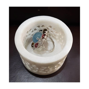 Boîte à bijoux élégante faite main en marbre blanc et pierre de lapis bleu magnifiquement conçue pour l'emballage de stockage - Product Image 2