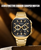Montre à quartz pour homme, boîtier carré, bracelet en acier inoxydable, cadran de 41 mm, résistante à l'eau, montre de sport pour affaires