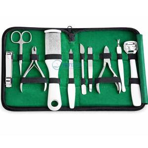 Ensemble professionnel de manucure et pédicure en acier inoxydable, kit de soin des ongles avec manche rouge et étui métallique, vente en gros - Product Image 3