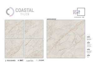 Amron màu be 600x600mm đánh bóng gạch sứ nội thất tốt nhất AAA + Lớp 9mm Độ dày độ bền cao chống phá vỡ Thiết kế hiện đại - Product Image 2