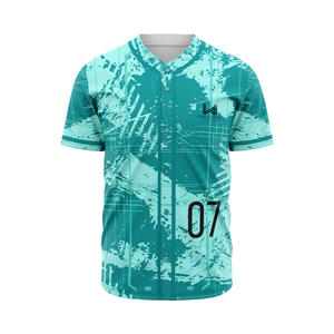 Maillot de baseball pour homme de haute qualité en gros personnalisé, imprimé par transfert thermique, polyester/coton respirant, évacuation de l'humidité, col rond - Product Image 1