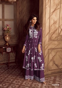 Исламский пакистанский дизайнерский искусственный шёлк с вышивкой Anarkali Kurti, набор Палаццо для женщин и девушек, функция свадебной вечеринки, оптовая цена - Product Image 2