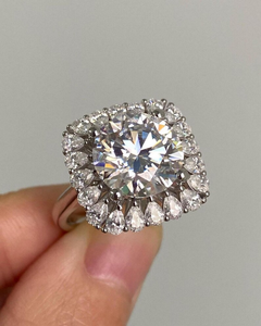 IGI Certify Round Cut Lab Grown <b>Diamond</b> <b>Ring</b> Engagement <b>Ring</b> Pear Cut Halo Style Wedding <b>Ring</b> in 14K White Gold For Women's - Product Image 2