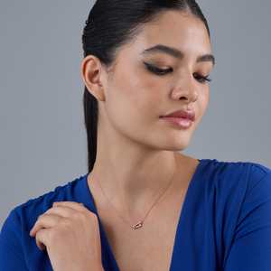 Collier tendance pour femme avec diamant rond taille brillant, or 1 gramme, rhodium, or rose, poli, pour usage quotidien 185806 - Product Image 3