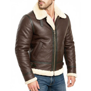 Veste en cuir et fourrure pour homme, design personnalisé, prix d'usine, vente en gros, respirante, confortable, légère, devant - Product Image 2
