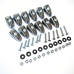 Juego de 12 Tapas Cromadas para Tiras de Protección de Piso con Fijaciones para Motocicletas Lambretta A-B LD, Embellecedores Cromados para Motocicleta - Product Image 2