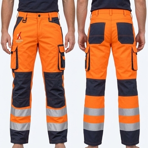 <b>Men</b> Safety <b>Pant</b> High Visibility <b>Work</b> Trousers Reflective Tape Durable Fabric Breathable Construction Comfortable Industrial Wear - Product Image 5