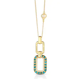 Handmade necklace in 750 gold plated 925 silver composed of a chain with apatite stones and white zircons