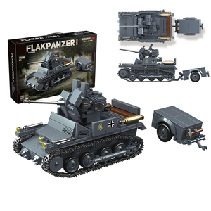 675 pièces - Kit de modèle de char Flakpazner I de la Seconde Guerre mondiale - Jouet de char anti-aéronautique avec mini-soldats - Blocs de construction - Product Image 1