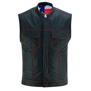 Otoño hombres motocicleta Formal/Casual cuero chaleco Calidad Algodón Shell transpirable Delgado chaleco liso traje suave y cómodo - Product Image 1