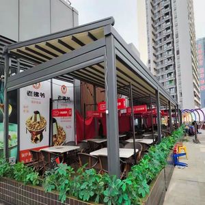 Pergola rétractable intelligente en aluminium de grande taille 100% étanche <span class=keywords><strong>avec</strong></span> toit en tissu contrôlé à distance pour villa ou repas en plein air - Product Image 1