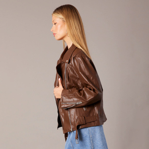 Chaqueta de Cuero Sintético para Mujer, Talla Grande, Invierno, Transpirable, Resistente al Viento, Relleno de Algodón, Cierre de Cremallera Frontal, Personalizable - Product Image 4