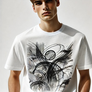 T-shirt à manches courtes oversize en coton pour homme 240gms 100% Organic Top Blank Ringers Solid O-Neck 180gms Polyester/Cotton Fabric - Product Image 2