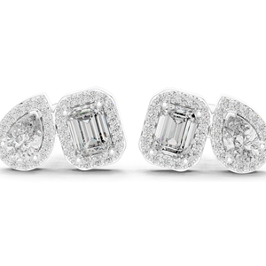Boucles d'oreilles en diamant de laboratoire 3,906 CT, taille coussin et poire, or 18 carats, 14 carats, 10 carats et argent 925, or rose, or jaune, or blanc - Product Image 3