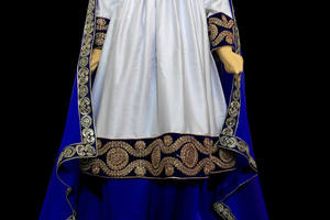 Vestido Afgano Bordado en Blanco y Azul para Novias Pashtun, Ropa Musulmana, Vestido de Noche Mehndi, Traje Tribal Kuchi Banjara - Product Image 2
