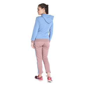 Chándal deportivo con logotipo personalizado para mujer, ropa deportiva con cremallera y algodón de manga larga de dos piezas para gimnasio y trotar - Product Image 4