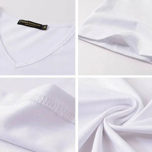 Camiseta de manga corta de algodón 100% de alta calidad para hombre con camiseta con cuello en V y logotipo personalizado - Product Image 5