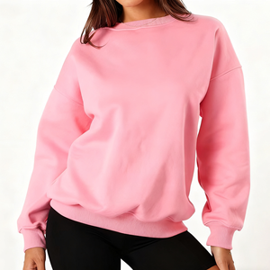 เสื้อกันหนาวคอกลมปักลายสำหรับผู้หญิงผ้าฟลีซผ้าฝ้ายสีชมพูระบายอากาศได้ดีหรูหราสำหรับฤดูหนาว - Product Image 5