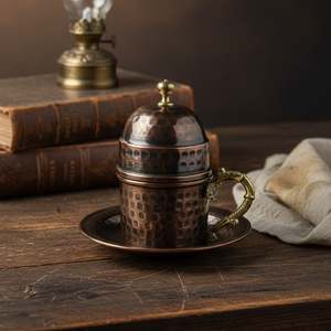 High Quality Copper <b>Cup</b> <b>Set</b> Handmade Traditional Vintage Eco-Friendly Metal Cylinder Drinkware for Tea Milk Daily Home Use - Product Image 6