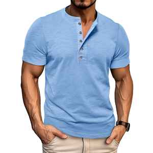 Camiseta de Cuello en V para Hombre, 100% Algodón, Corte Regular, Tejida, Lisa, Manga Corta, Informal, para Verano - Product Image 5