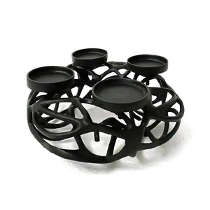 Wreath Design Black Metal Candle Holder Raw Casted <b>Aluminium</b> Black <b>Powder</b> Coated Sale by Indian Exporters - Product Image 1