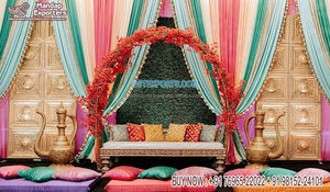 Muslim Heena Function Wedding <b>Decoration</b> Setup Stylish <b>Mehndi</b> Night Stage <b>Decoration</b> Colorful Wedding Sangeet Night Stage Decor - Product Image 6
