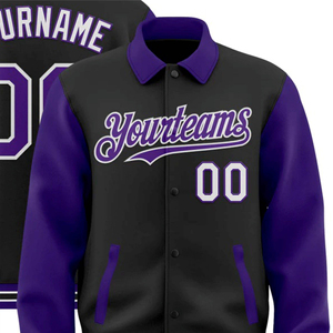Veste universitaire personnalisée, manches noires et violettes, veste de baseball personnalisée, veste bomber, nom de l'équipe, en vrac - Product Image 6