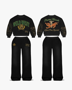 Conjunto de camiseta y pantalones deportivos de mezcla de algodón de 260 GSM, color blanco y negro, con estampado en relieve de esqueleto y logotipo personalizado, para mujer. - Product Image 3