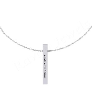 ส่งออกเครื่องประดับผู้หญิงที่สร้างแรงบันดาลใจที่ดีงาม925แข็งเงินสเตอร์ลิงแนวตั้งสร้อยคอแบบกำหนดเอง4ด้านสลักเป็นของขวัญสำหรับผู้ชาย - Product Image 4