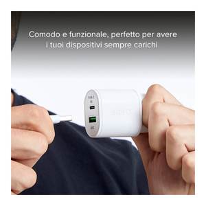 Cargador de Pared USB Tipo-A y Tipo-C de 20W con Entrega de Energía, Multifuncional, Blanco, TETRPD20W, Cavo Caricabatterie - Product Image 3