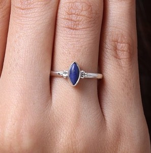 Handmade 925 Sterling Silver Statement <b>Ring</b> for Women Classic <b>Lapis</b> <b>Lazuli</b> Cabochon Diamond for Party Girls' Fashion Jewelry - Product Image 6