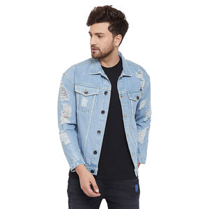 Meilleure veste en denim Vente en gros Vestes en jean bleu clair délavé pour hiver pour homme Fashion Street Wear Veste en jean hip-hop unique - Product Image 4