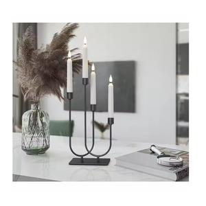 Support de bougie en métal noir mat élégant à 4 têtes, candélabre moderne pour la décoration de table de mariage, d'événements, de fêtes et de dîners - Product Image 1
