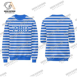 Sweatshirts pour hommes personnalisés col rond à manches longues bleu sororité Zeta Phi Beta votre propre nom Soror numéro Chenille Sweatshirts - Product Image 3