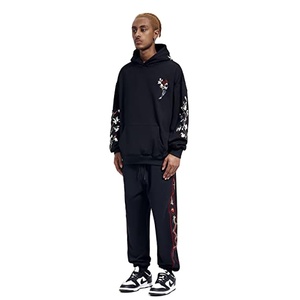 <b>Black</b> 450GSM Puff Printing Heavyweight Screen-print Embroidery DTG Print Oversize Unisex Heavyweight Custom <b>Hoodie</b> for Men Women - Product Image 1