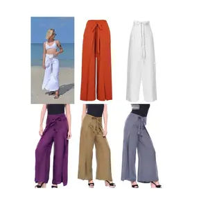 Calça de envoltório para mulheres de cor sólida Calça indiana para calças boho calças hippie