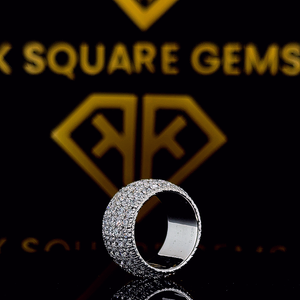 Anillo de Moissanita con Corte Ovalado en Forma de Corazón, Engaste Pavé, Oro Blanco 925, Joyería Iced Eternity Bling para Mujer, Regalo - Product Image 5