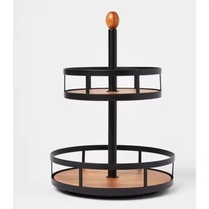 Support de gâteau en métal doré à 2 niveaux de la plus haute qualité plateau de service et serveur de buffet décoratif de fête et support de gâteau de pièce maîtresse de mariage - Product Image 6